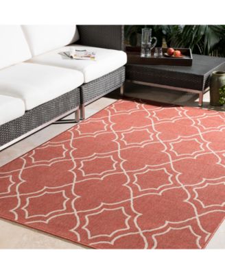 CLOSEOUT! Alfresco ALF-9591 Rust 5'3" Round Area Rug, Indoor/Outdoor