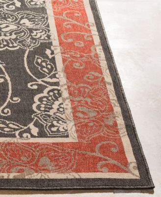 Alfresco ALF-9592 Black 8'9" Round Area Rug, Indoor/Outdoor