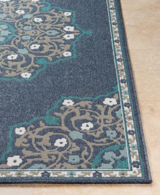 CLOSEOUT! Alfresco ALF-9678 Charcoal 2'3" x 7'9" Runner Area Rug, Indoor/Outdoor