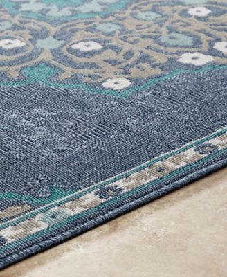 CLOSEOUT! Alfresco ALF-9678 Charcoal 2'3" x 7'9" Runner Area Rug, Indoor/Outdoor