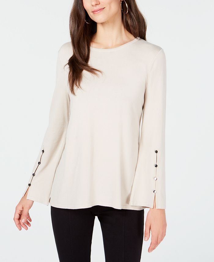 Alfani Petite HardwareSleeve Sweater, Created for Macy's Macy's