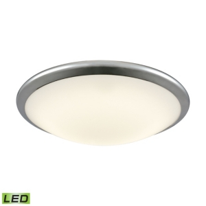 Round Led Flushmount in Chrome and Opal Glass - Large