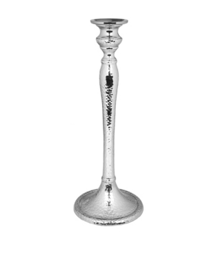 Shop Classic Touch 10.5" Hammered Nickel Candlestick In Silver