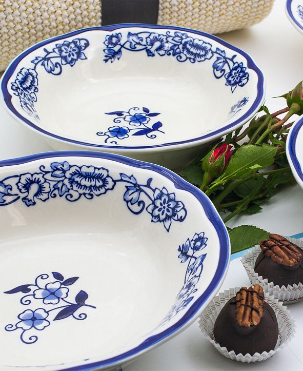 Euro Ceramica Blue Garden 16 Piece Handpainted Dinnerware Set & Reviews Dinnerware Dining