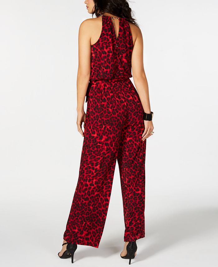 Thalia Sodi Cheetah-Print Chain-Neck Jumpsuit, Created for Macy's - Macy's