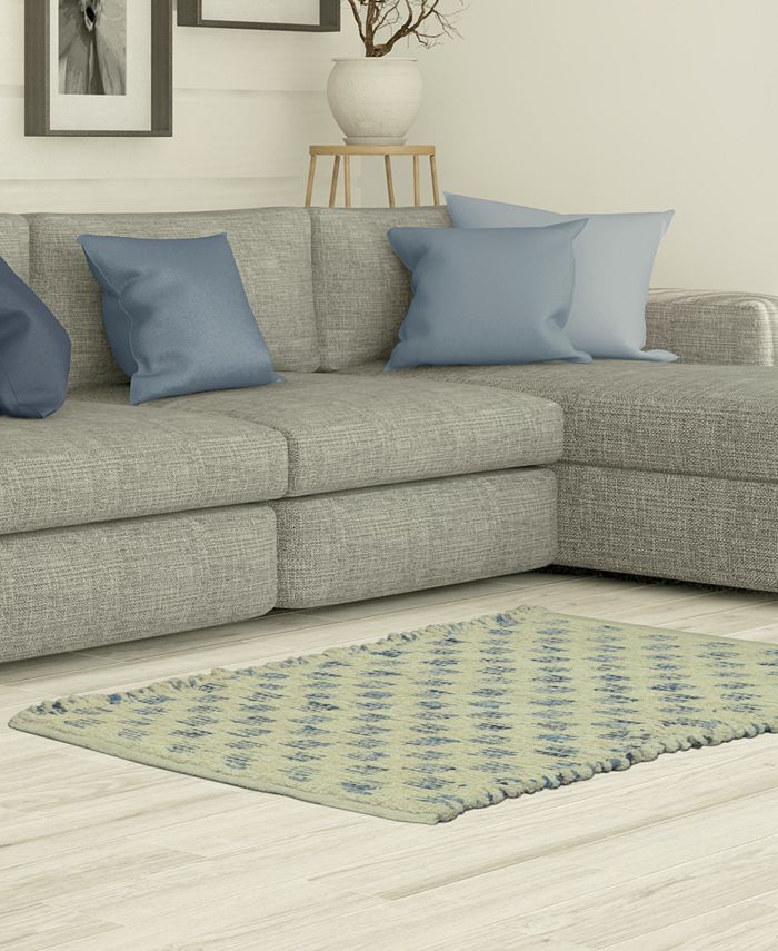 Riviera Home Bacova Marion Cotton Denim Tiles 27" x 45" Rug Macy's