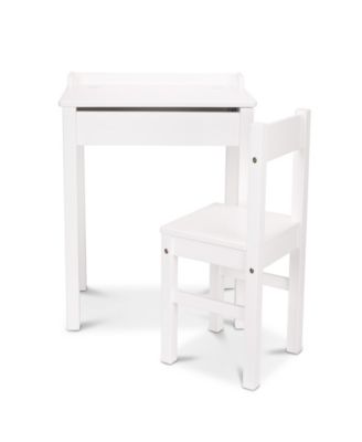 Melissa &amp; Doug Wooden Child&#39;s Lift-Top Desk &amp; Chair - White