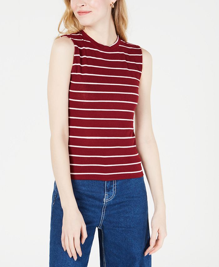 Maison Jules Striped Ribbed-Knit Tank Top, Created for Macy's & Reviews ...