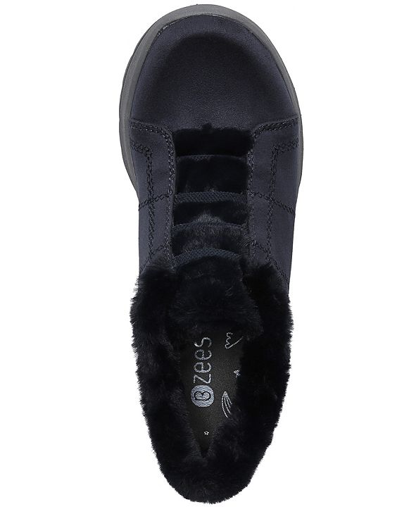 bzees golden fur trim washable slip on sneakers