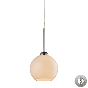 Cassandra 1 Light Pendant in Polished Chrome and White Glass