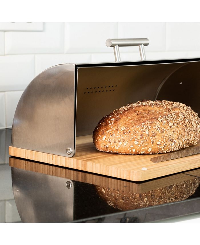 Honey Can Do Stainless Steel Bread Box with Bamboo Board Macy's