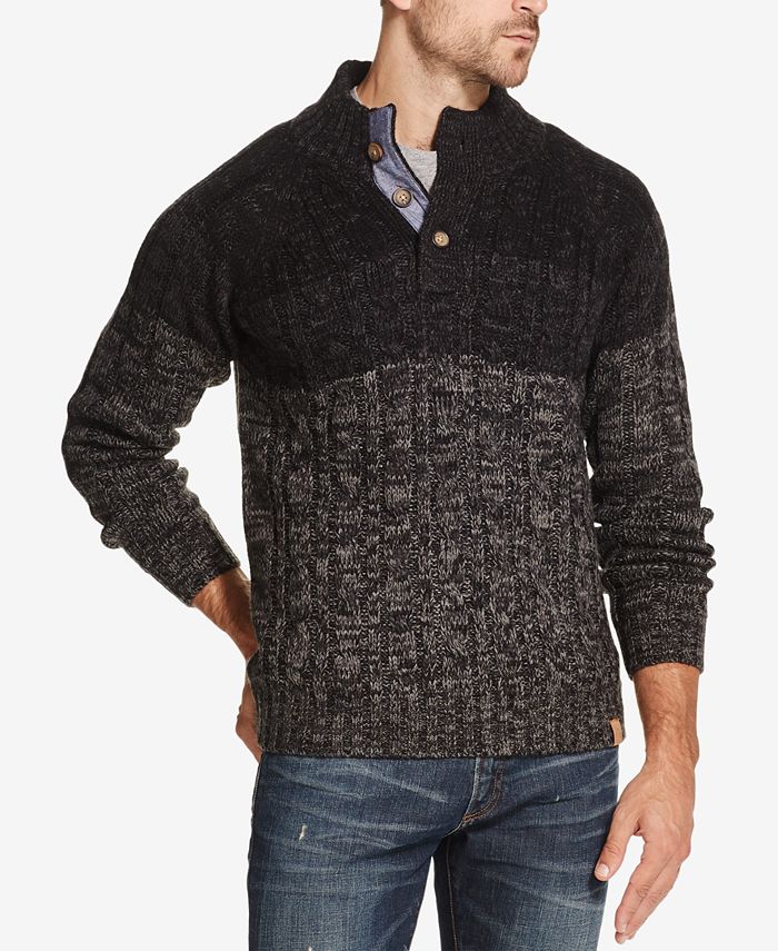 Weatherproof Vintage Men's Ombré Button Mock-Neck Sweater - Macy's
