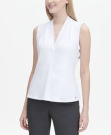 Gathered V-Neck Sleeveless Top