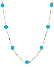 EFFY® Turquoise Collar Necklace in 14k Gold, 16" + 2" extender