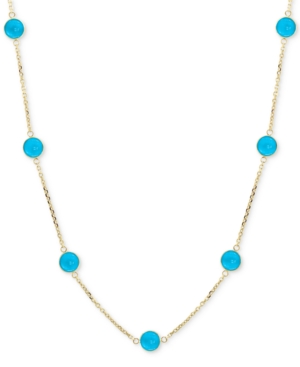 image of Effy Turquoise Collar Necklace in 14k Gold, 16