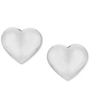 image of Children-s Puff Heart Stud Earrings in 14k White Gold