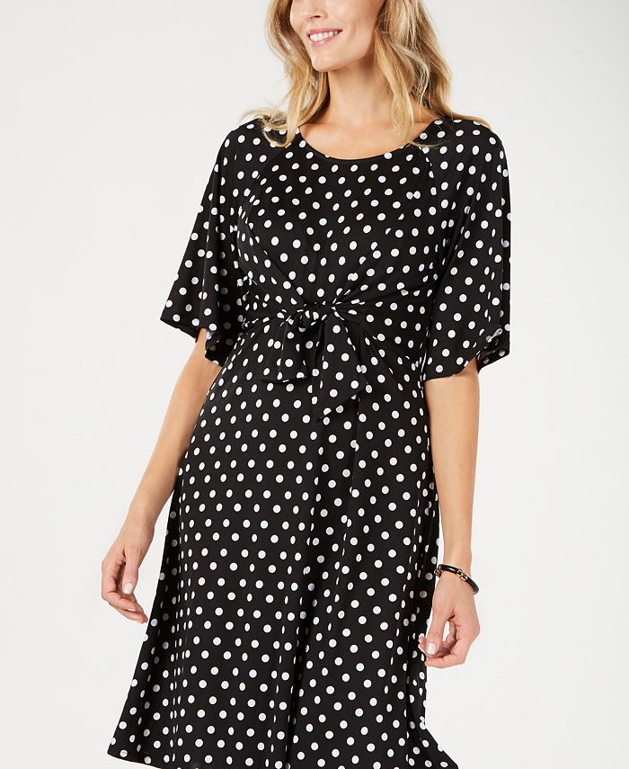 NY Collection Petite Printed Tie-Front Dress - Macy's image.