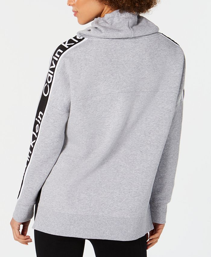Calvin Klein Performance Logo Tape Hoodie in Gray