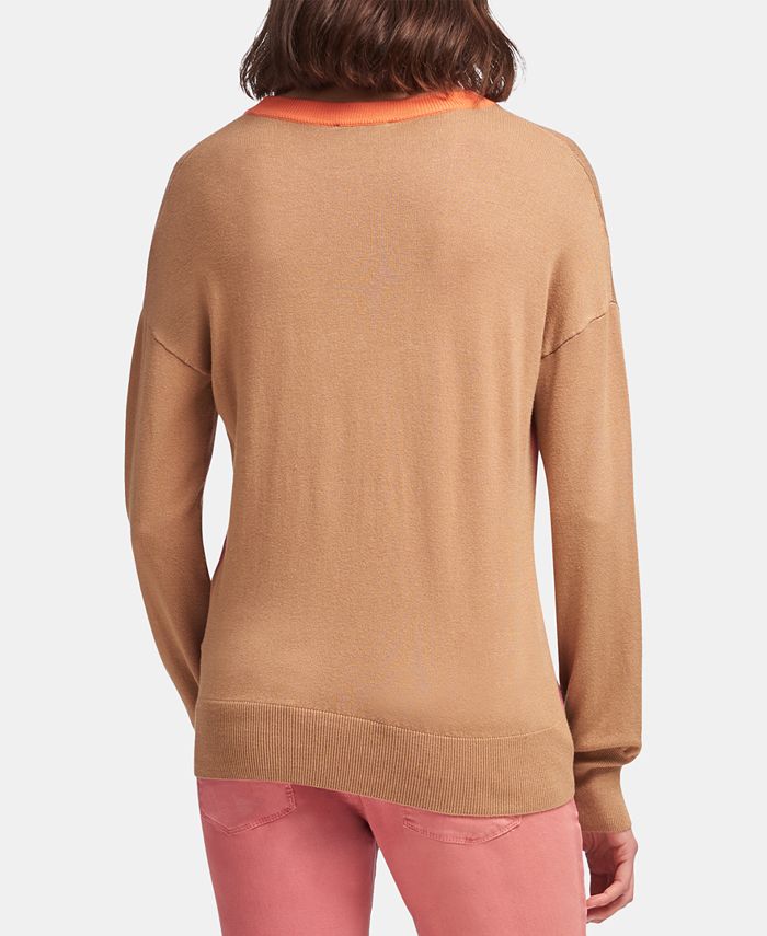 DKNY Womens Colorblocked Knit Sweater main image 1