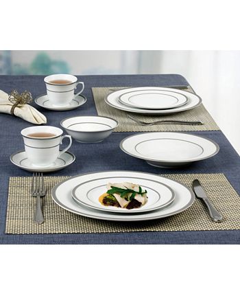 Lorren Home Trends - 24 Piece Silver Porcelain Dinnerware Service for 4-Ashley