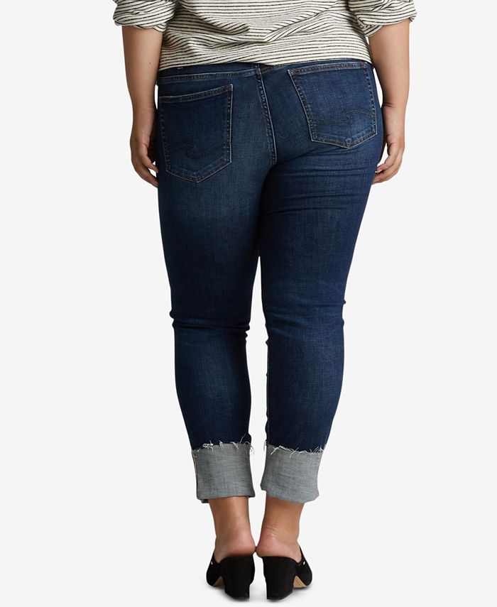 Silver Jeans Women's Plus Size Elyse Crop Jeans - Mid Rise, Straight Leg