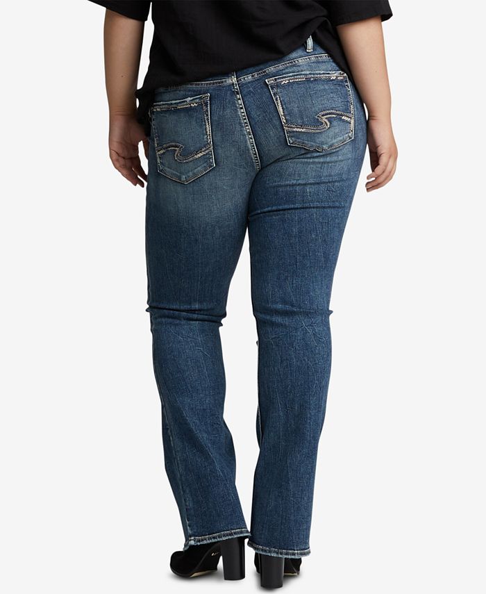 Silver Jeans Co. Women's Plus Size Elyse Stretch Straight Jeans Blue Size 16x32