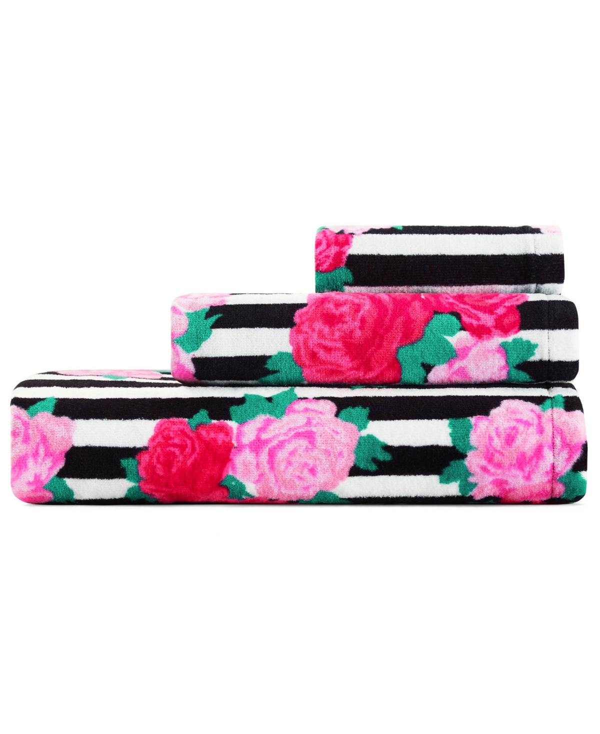 Betsey Johnson Flower Stripe 100 Cotton 3 Pc. Towel Set Macy s