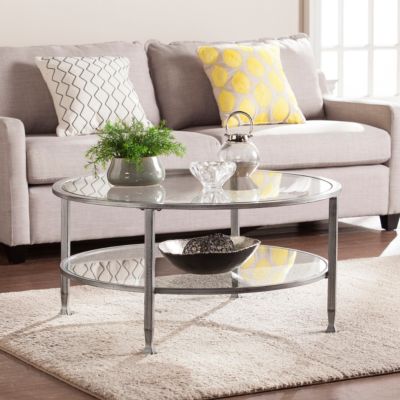 Brookford Metal and Glass Round Cocktail Table
