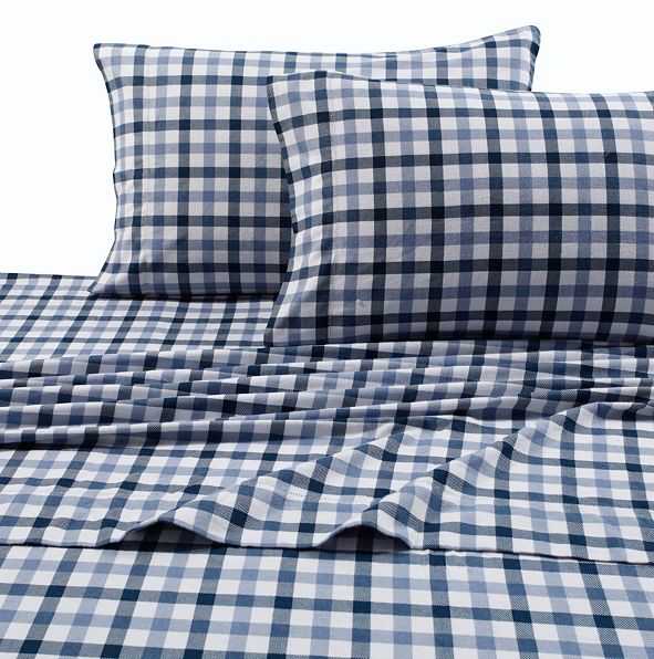 Tribeca Living 200GSM Micro Plaid Printed Extra Deep Pocket Flannel