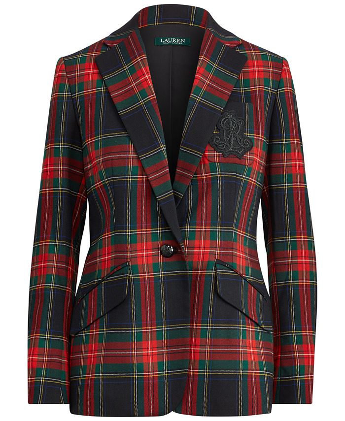 Lauren Ralph Lauren Tartan Crest Twill Plaid Blazer & Reviews - Jackets & Blazers - Women - Macy's