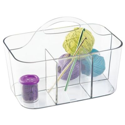 iDesign 4-Section Storage Caddy Organizer with Handle - Clear