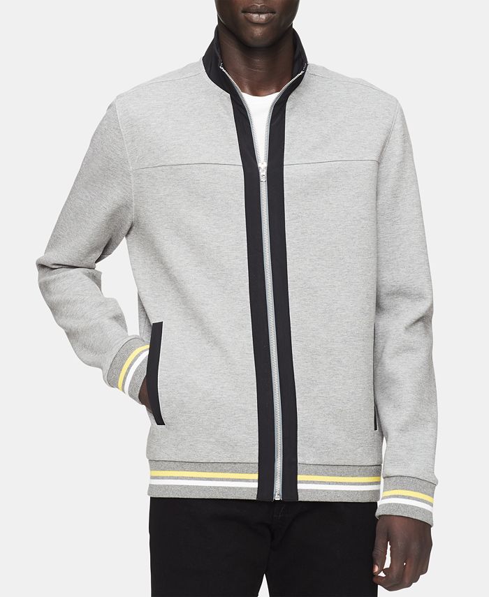 Calvin Klein Men's Full-Zip Striped Sweater - Macy's