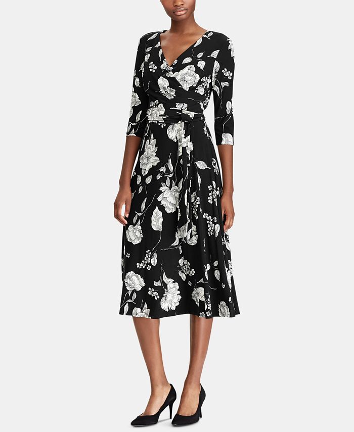 Lauren Ralph Lauren Floral-Print Midi Surplice Dress & Reviews - Dresses -  Women - Macy's