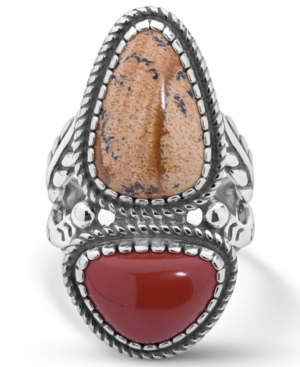 image of American West Picture Jasper and Red Jasper Ring in Sterling Silver