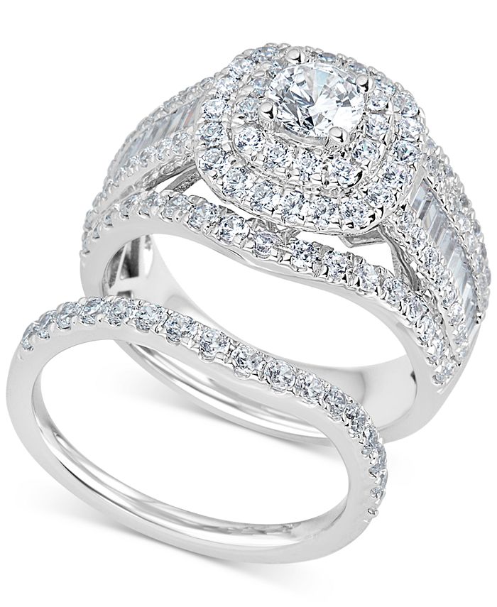 Macy's Diamond Raised Halo Bridal Set (2-1/2 ct. t.w.) in 14k White ...