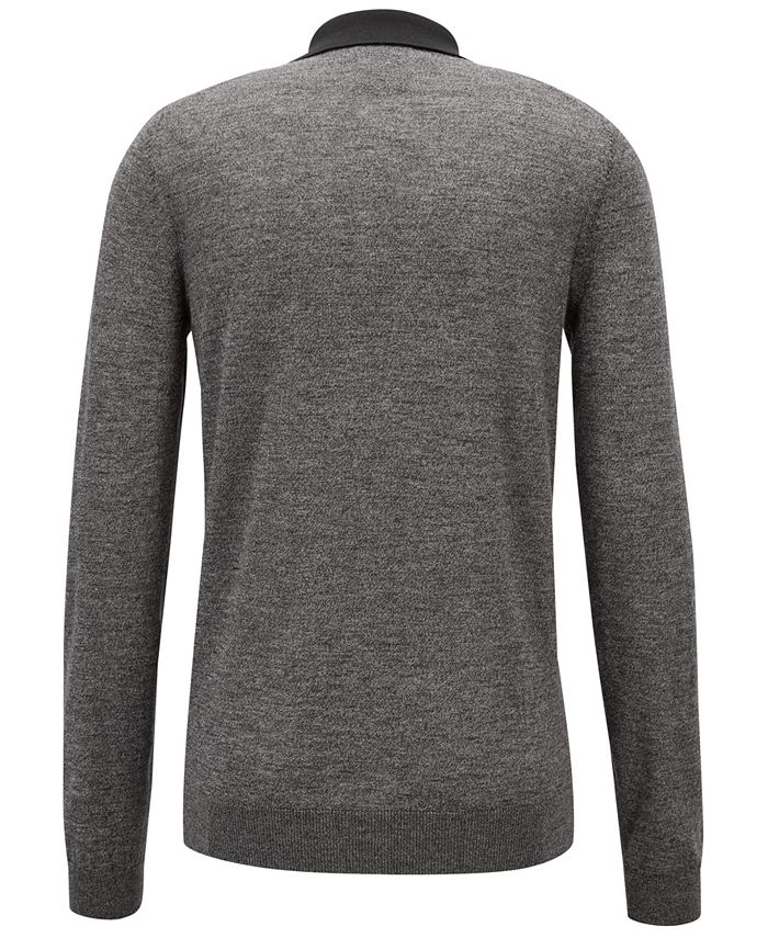 Hugo Boss BOSS Men's Contrast-Collar Long-Sleeve Polo Sweater & Reviews ...