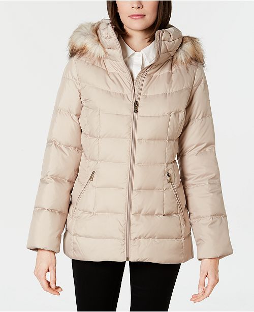 Calvin Klein Faux Fur Trim Hooded Puffer Coat Reviews Coats