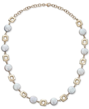 image of Cultured Coin Freshwater Pearl (10mm) Collar Necklace in 14k Gold, 14-1/2