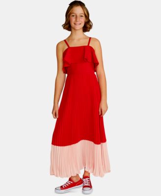 Rare Editions - Big Girls Ruffle-Trim Pleated Maxi Dress