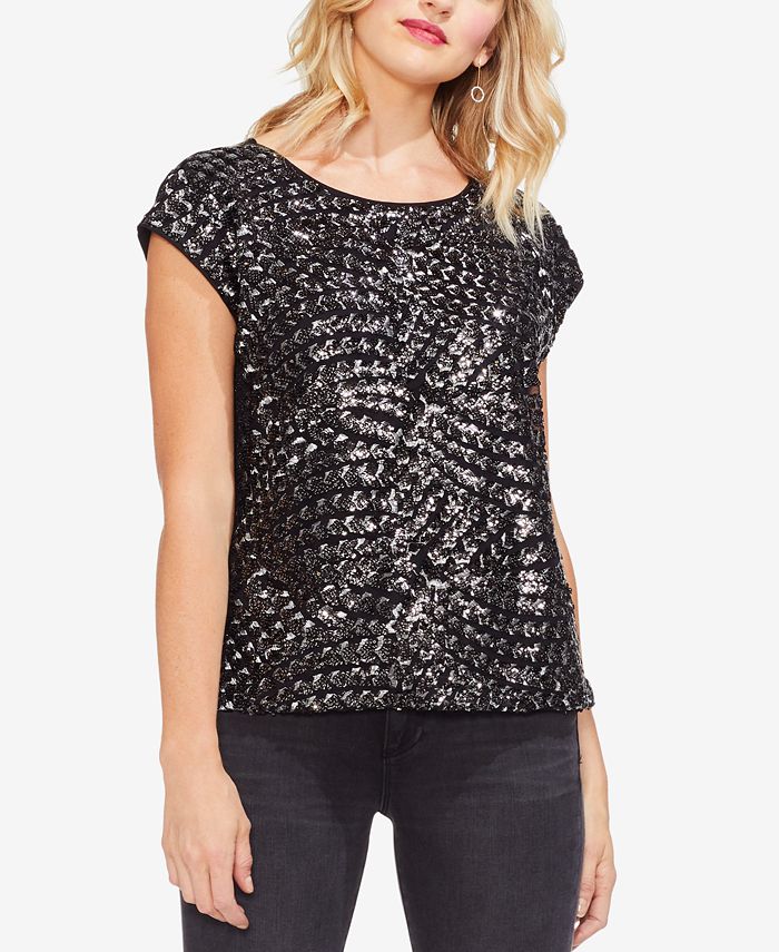 Vince Camuto Sequined-Front Top - Macy's
