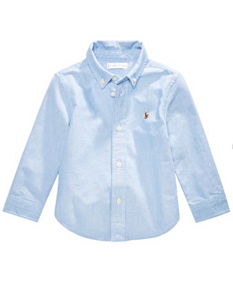 Детская рубашка Polo Ralph Lauren хлопковый оксфорд, цвет: Светлый синий
