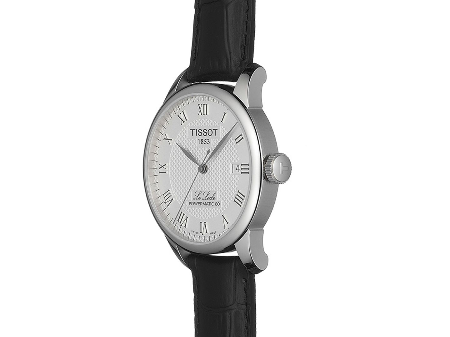 Мужские часы Tissot Swiss Automatic T-Classic Le Locle Powermatic 80 Black Leather Strap Watch 39.3mm — фото 4