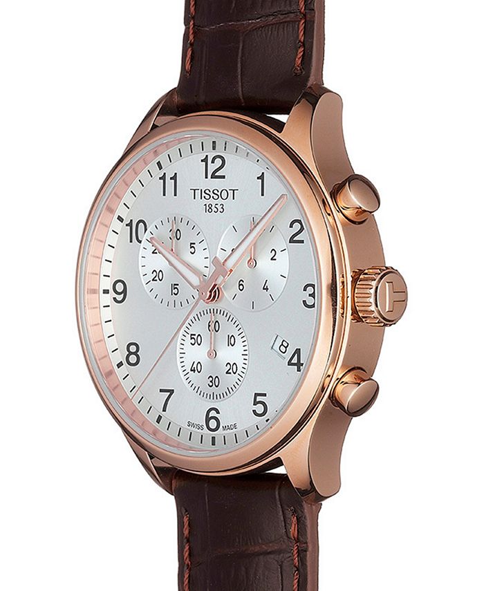 Tissot - Men's Swiss Chronograph Chrono XL Classic T-Sport Brown Leather Strap Watch 45mm