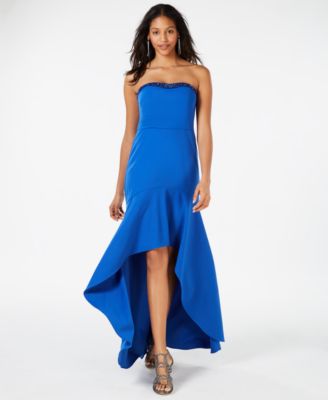 strapless crepe gown