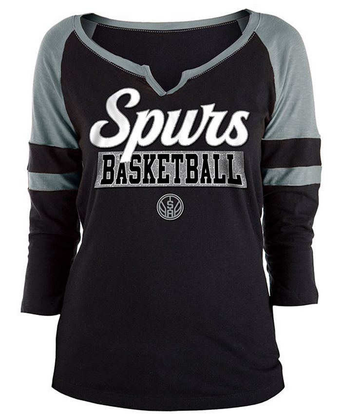 5th & Ocean Women's San Antonio Spurs Slub Foil Raglan T-Shirt ...