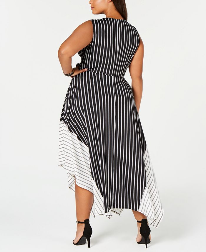 Love Squared Trendy Plus Size Striped Handkerchief-Hem Dress - Macy's