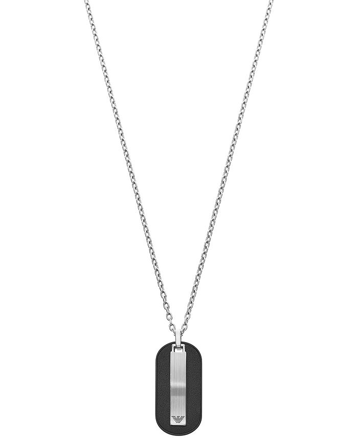 Emporio Armani Men's Stainless Steel Dog Tag Necklace - Macy's
