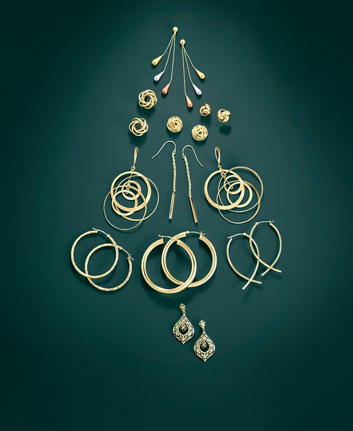 Macy's - Tri-Tone Love Knot Stud Earrings in 14k Gold