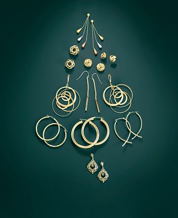 Italian Gold - Crisscross Hoop Earrings in 14k Gold