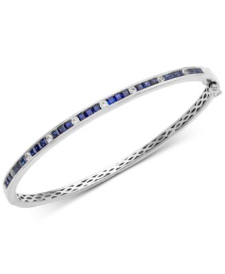 Macy's Sapphire (1-7/8 ct. t.w.) & White Sapphire (1/3 ct. t.w.) Bangle Bracelet in Sterling Silver (Also Available in Ruby)